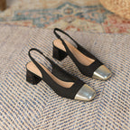 Chunky French Gold Tone Heels