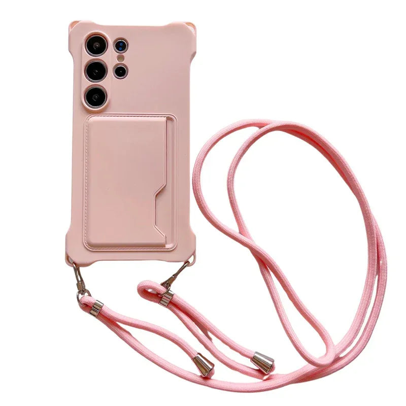 Four-corner Liquid Card Holder Lanyard iPhone Case - Viexta