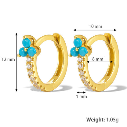 Color Zircon Flower Earrings