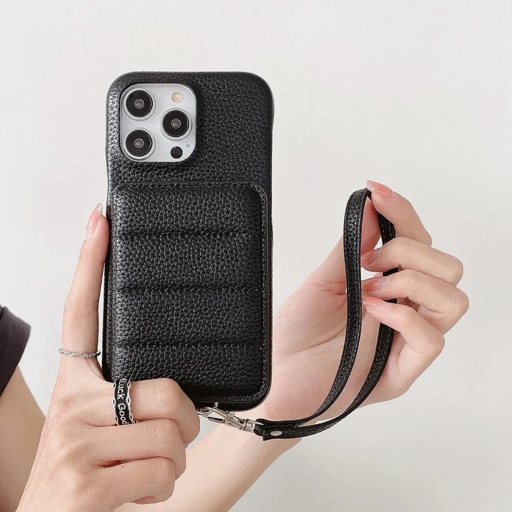 Drop-resistant Leather Down Card Holder iPhone Case - Viexta