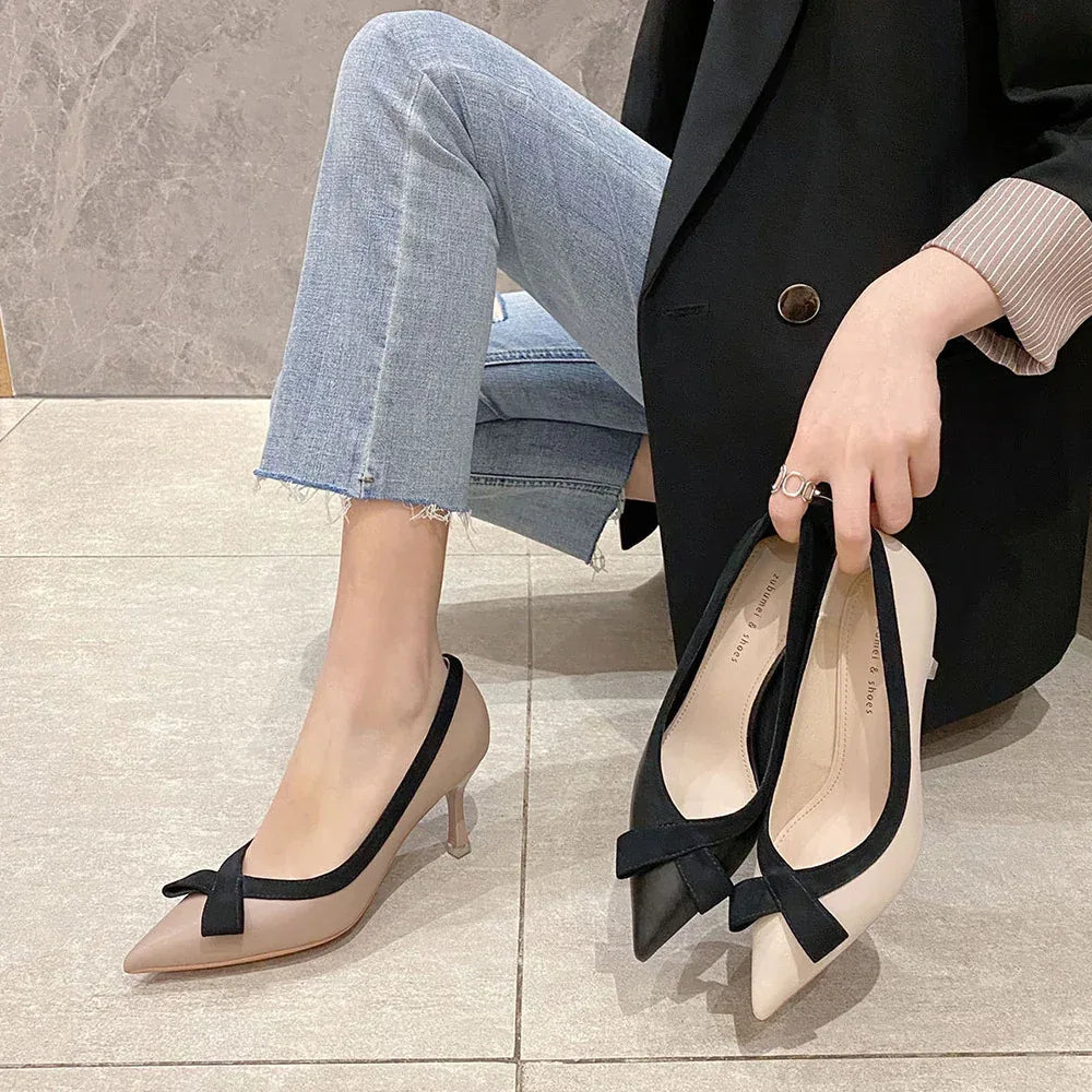French Style Bow High Heels - Viexta