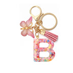 Resin English Letter Epoxy Butterfly Pendant Key Ring