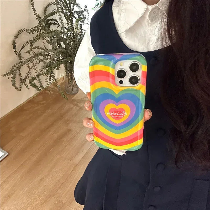 Rainbow Three-dimensional Love Drop-resistant IPhone Case - Viexta