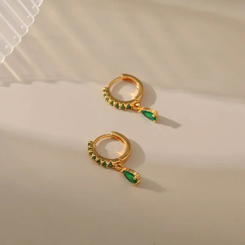 18K Gold Vintage Emerald Earrings - Viexta