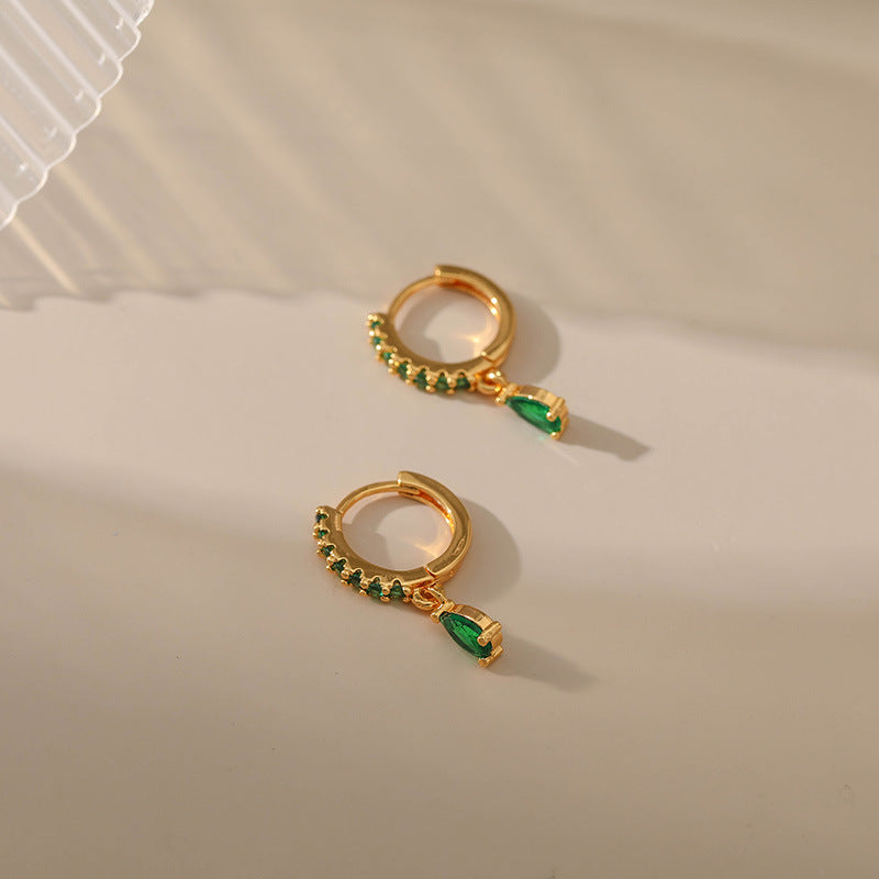 18K Gold Vintage Emerald Earrings