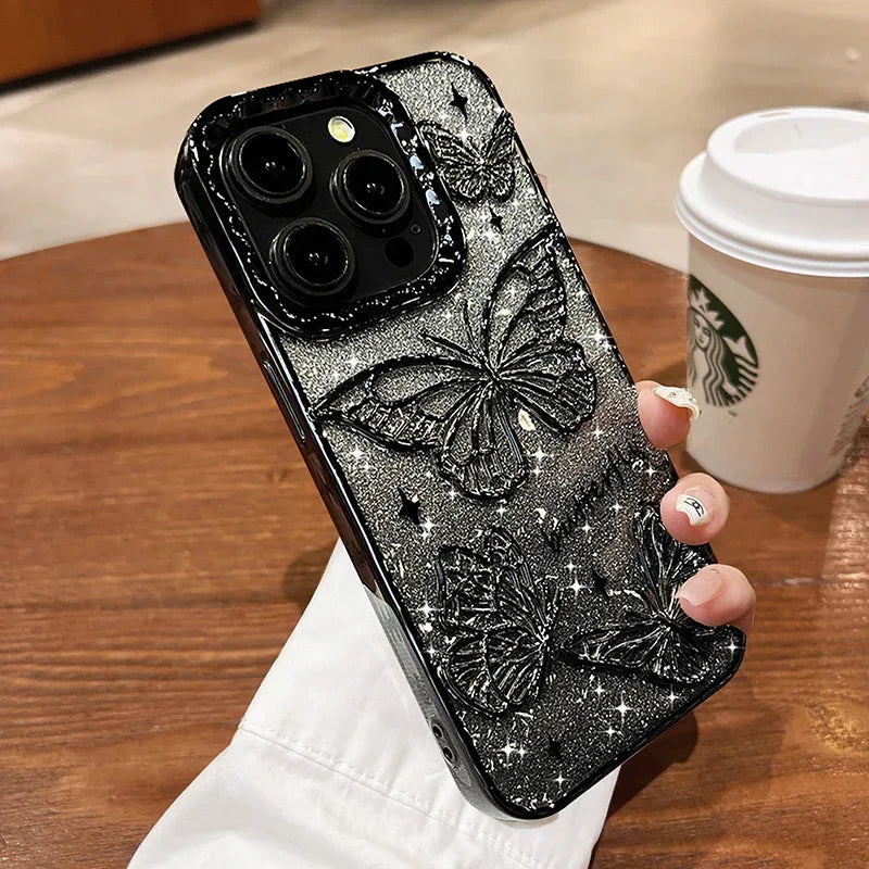 new-butterfly-glitter-anti-fall-iphone-case - Viexta