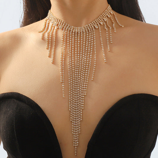 Long Tassel Rhinestone Necklace