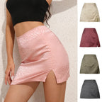 Leopard Print High Waist Slit Short Skirt - Viexta