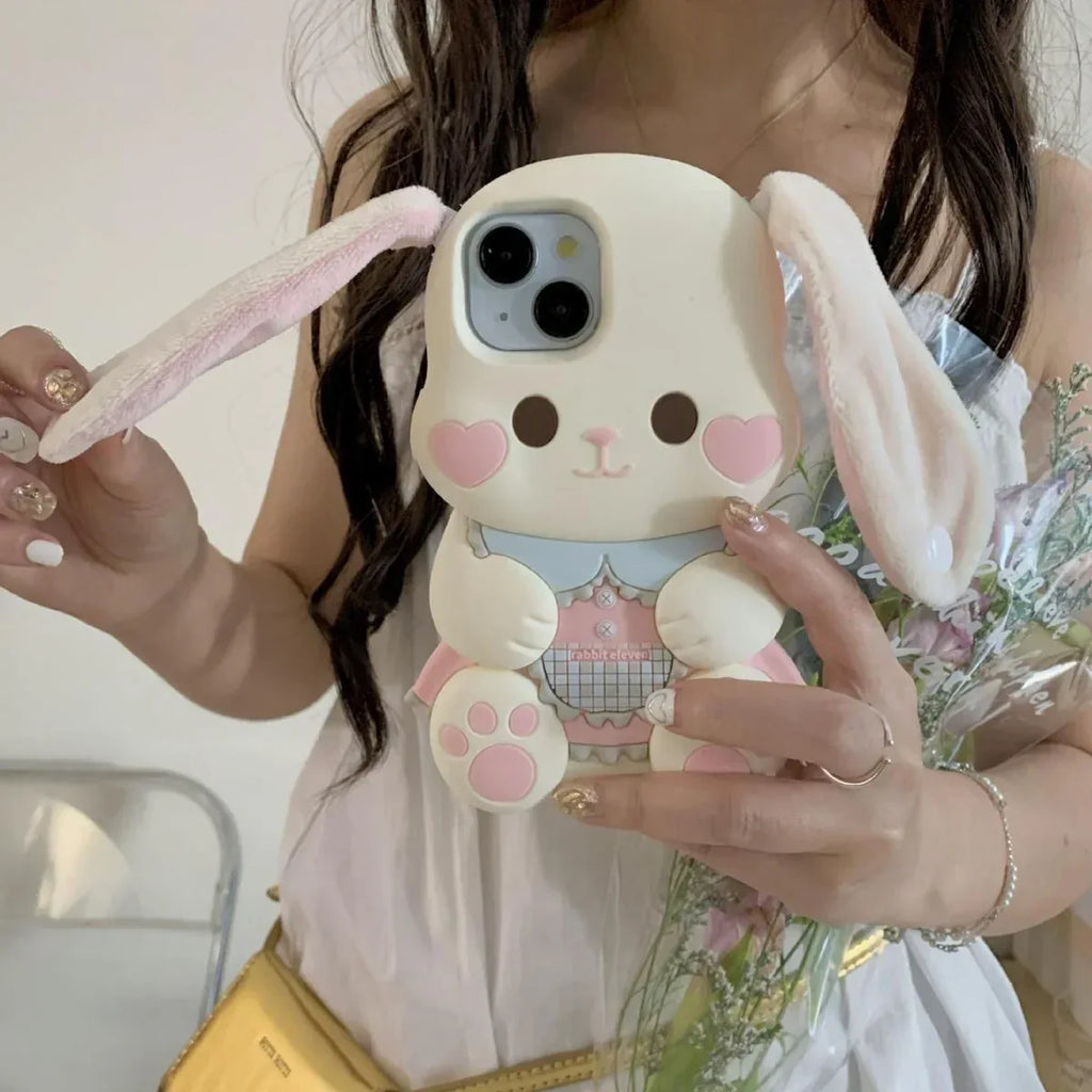 Plush Button Ear Cute Rabbit iPhone Case - Viexta