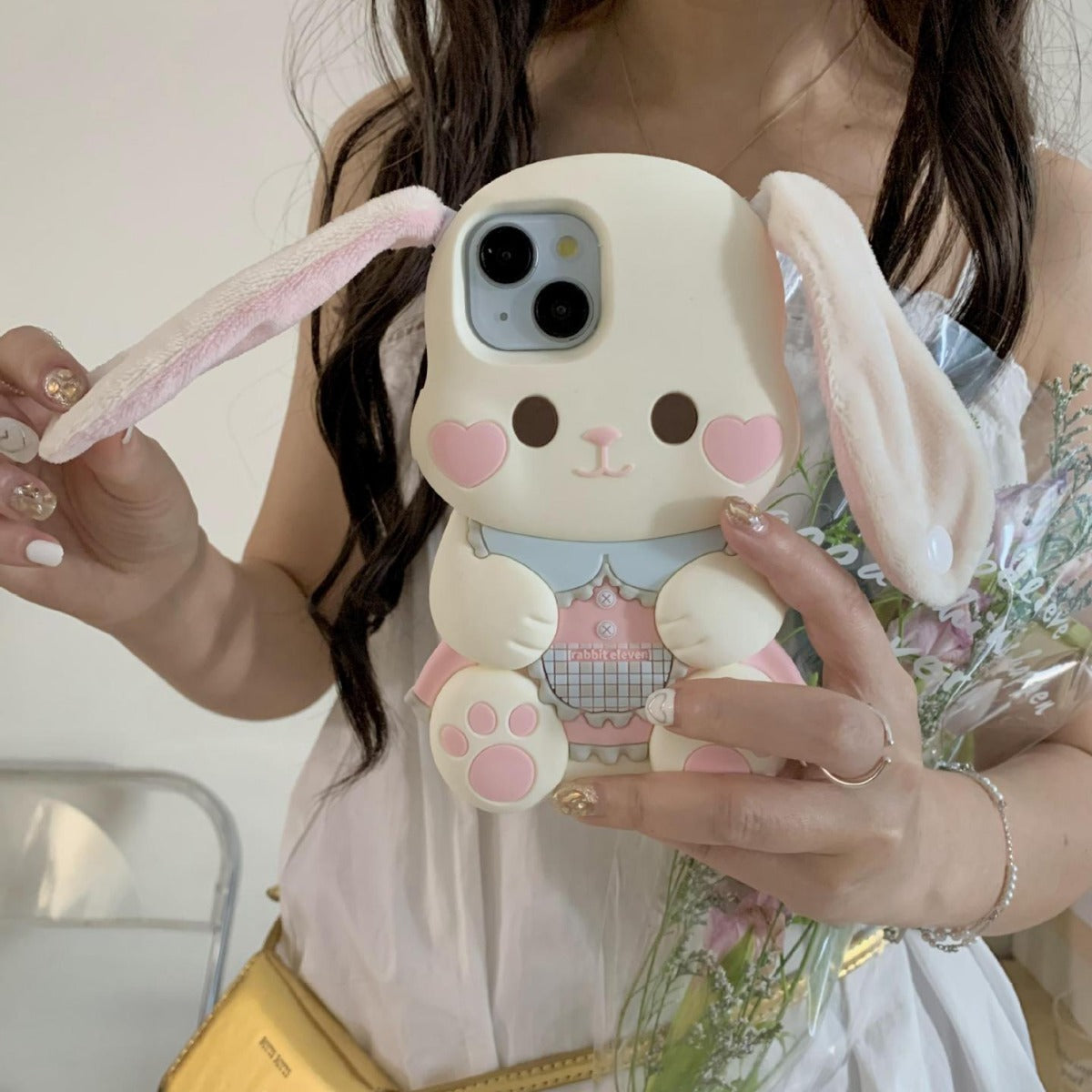 Plush Button Ear Cute Rabbit iPhone Case
