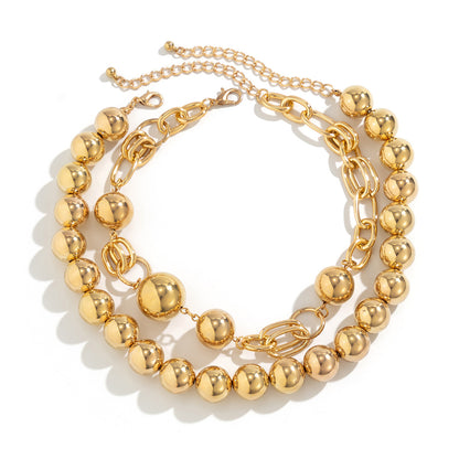 Round Beads A String Double-layer Necklace