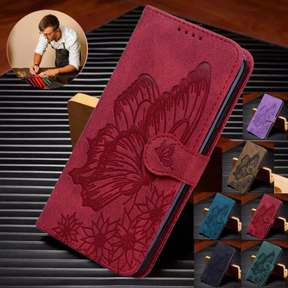 Embossed Butterfly Samsung S20 Series Leather Phone Case