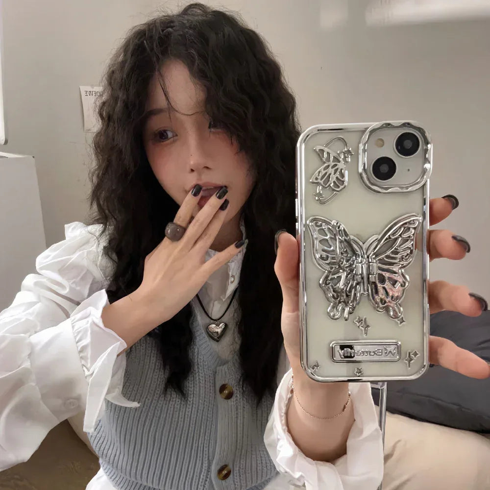 Electroplated Butterfly Bracket iPhone Case - Viexta