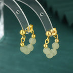 Retro Green Beads String Stud Earrings - Viexta
