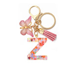 Resin English Letter Epoxy Butterfly Pendant Key Ring