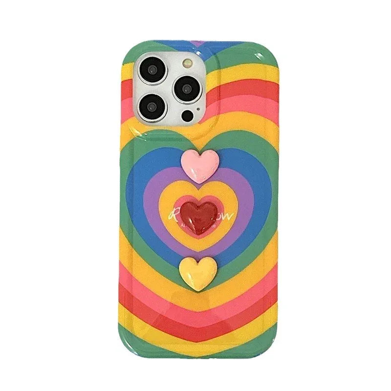 Rainbow Three-dimensional Love Drop-resistant IPhone Case - Viexta