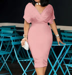 V-neck Foam Beads Mid-length Dress