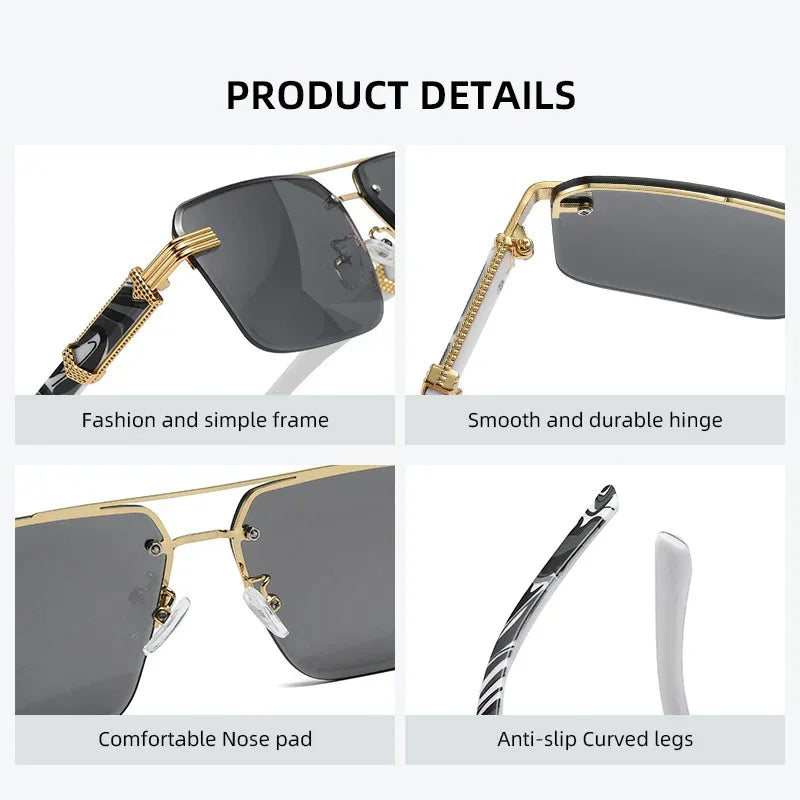 Women's Square Trimmed Sunglasses With Large Frame - Viexta