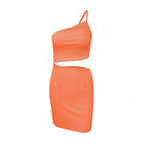 Niche Shoulder Drawstring Dress - Viexta