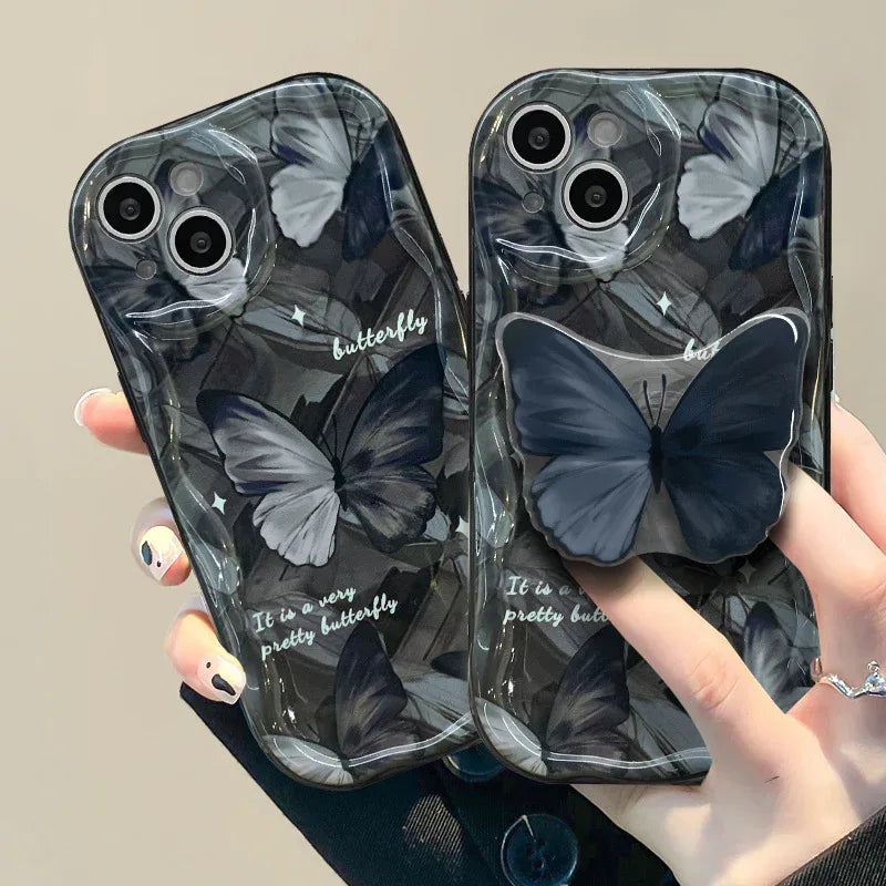 Butterfly Bracket Silicone Drop-resistant iPhone Case - Viexta