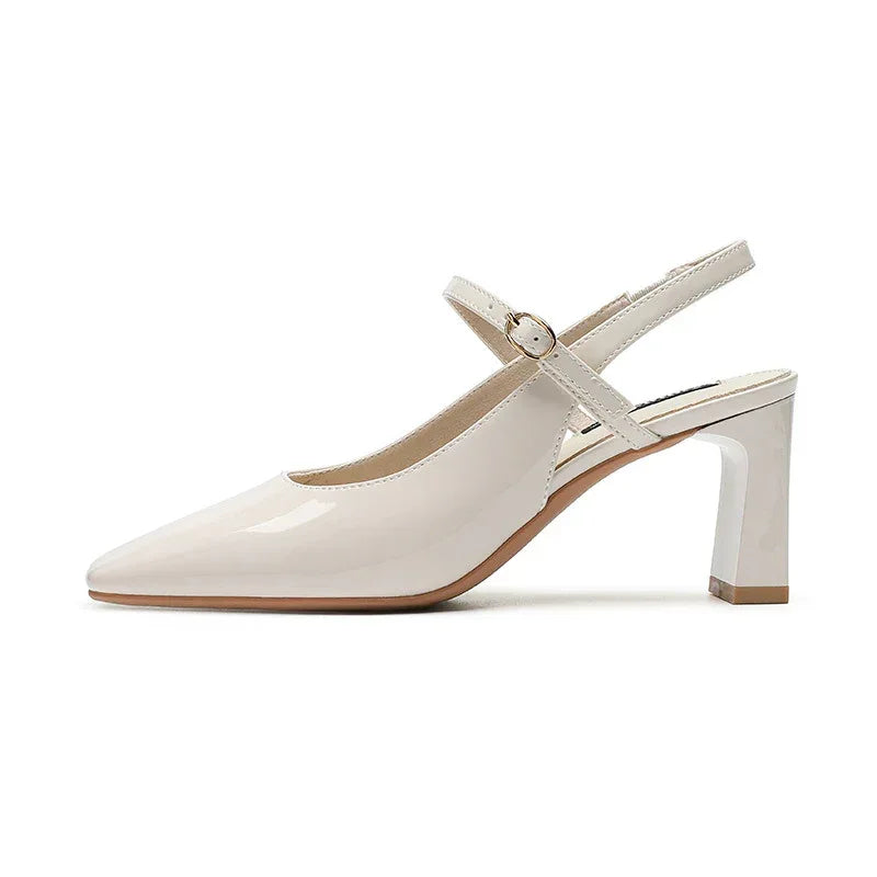 French Retro Square Toe High Heels - Viexta