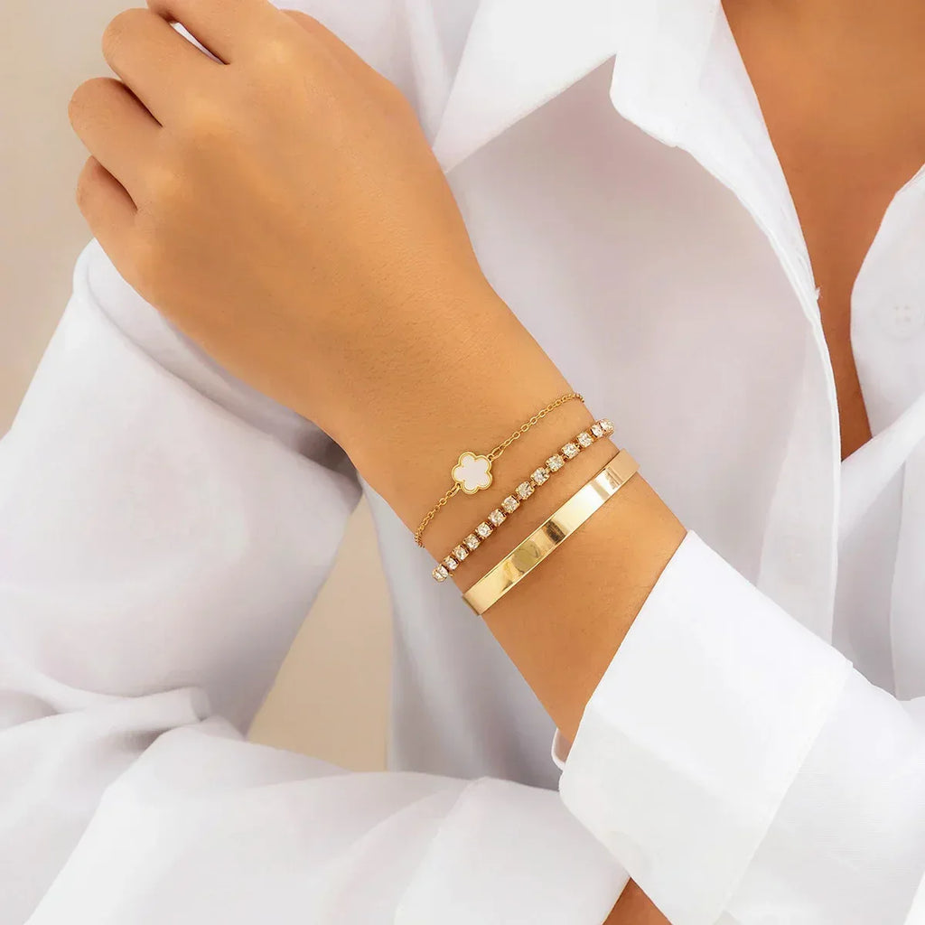 Rhinestone Chain Parthenocissus Grass Bracelet - Viexta