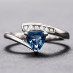 Women's Twisted Arm Micro-inlaid Blue Black Zircon Ring - Viexta