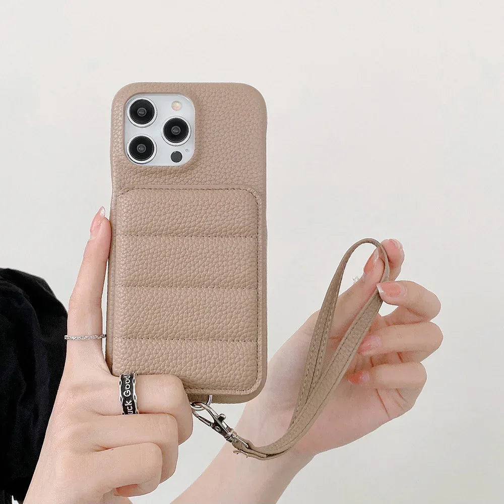 Drop-resistant Leather Down Card Holder iPhone Case - Viexta