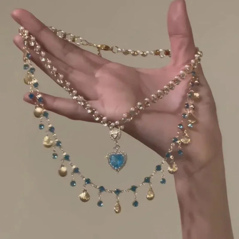 Aquamarine Zircon Tassel Necklace - Viexta