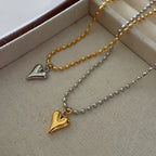 Titanium Steel Heart Bead Necklace - Viexta