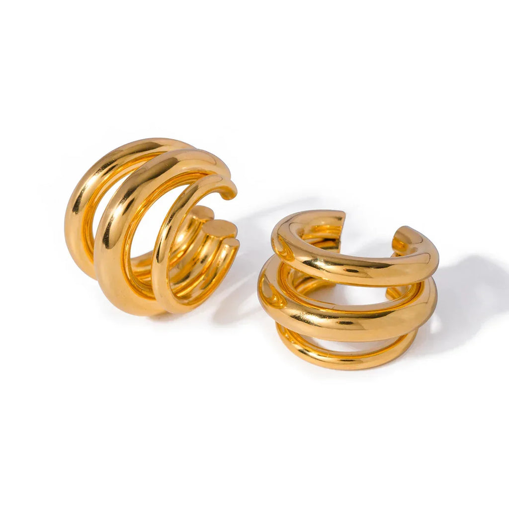 18K Stainless Steel Three-layer Ear Clip - Viexta