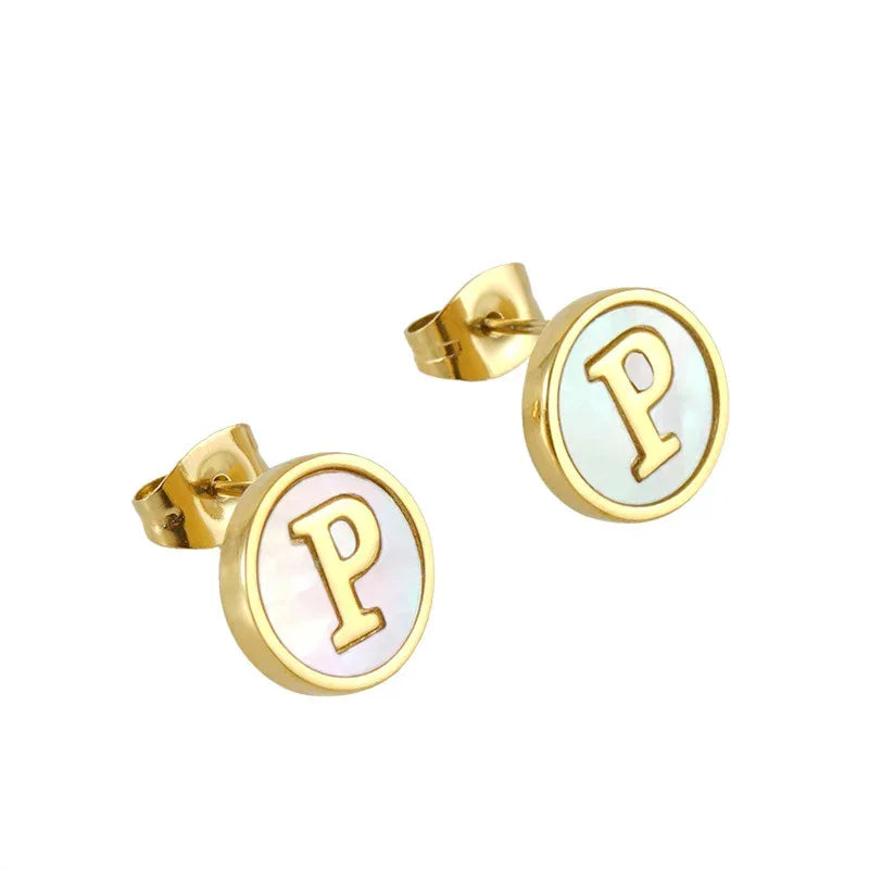 Titanium Steel 26 English Alphabet Letter Studs - Viexta