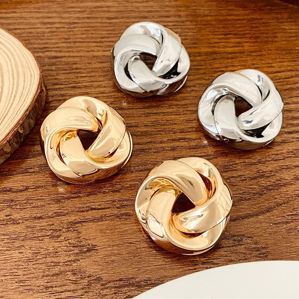 Twisted Alloy Stud Earrings - Viexta