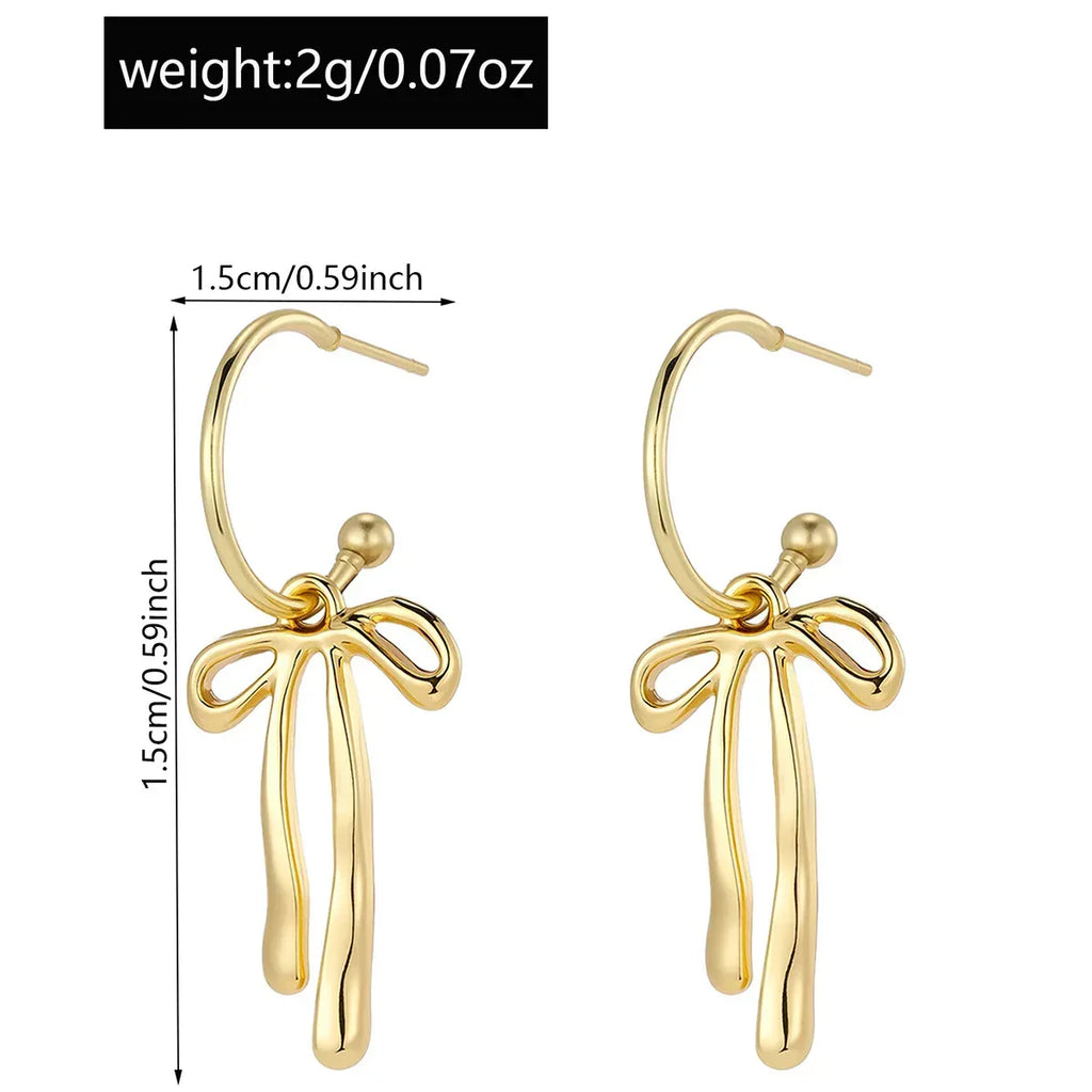 Metal Fashion Minimalist Bowknot Stud Earrings - Viexta