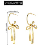 Metal Fashion Minimalist Bowknot Stud Earrings - Viexta