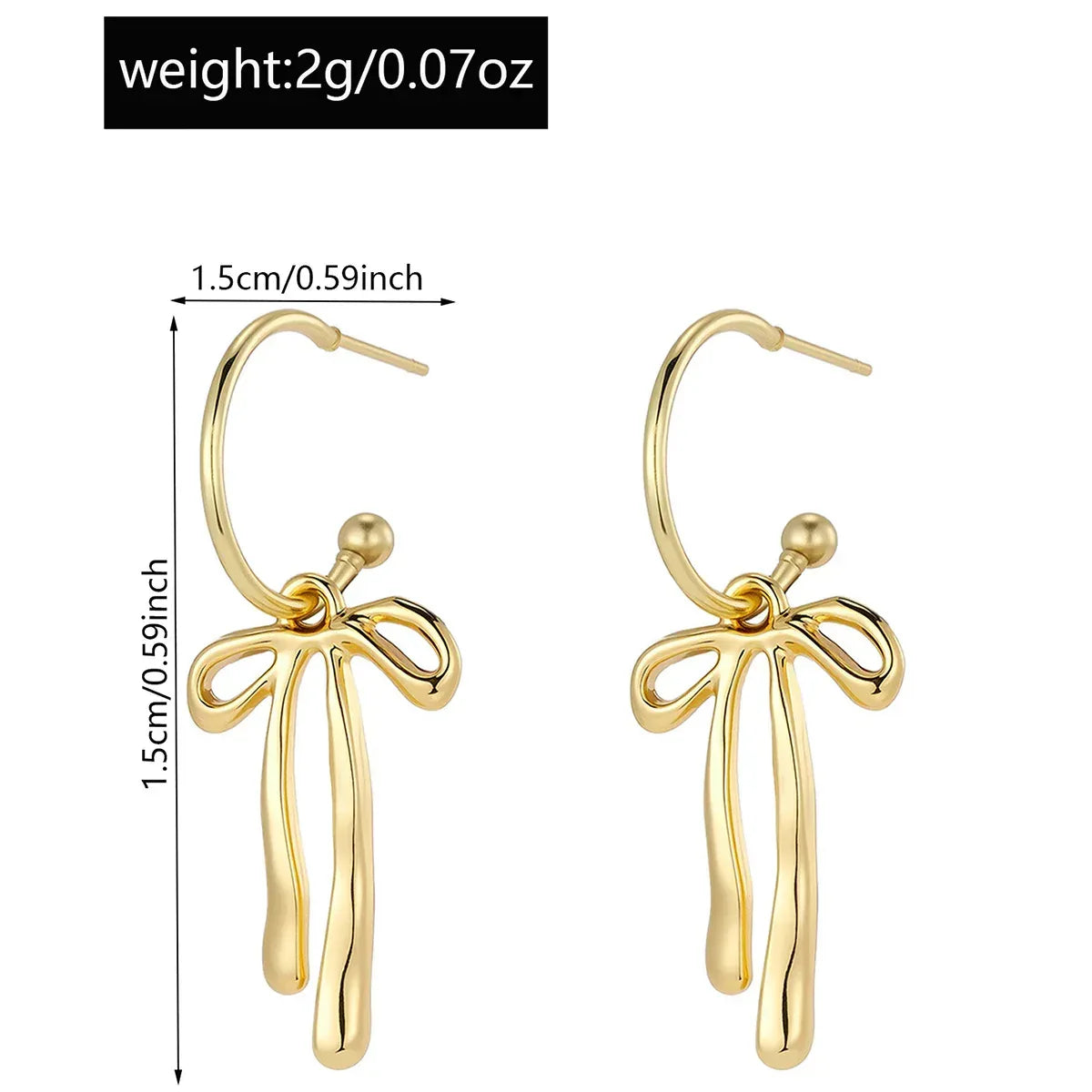 Metal Fashion Minimalist Bowknot Stud Earrings - Viexta