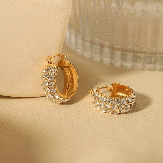 Stainless Steel Earrings With Diamonds