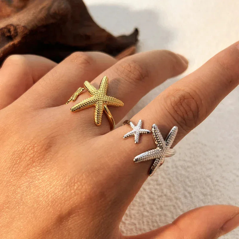 vintage-starfish-stainless-steel-ring - Viexta