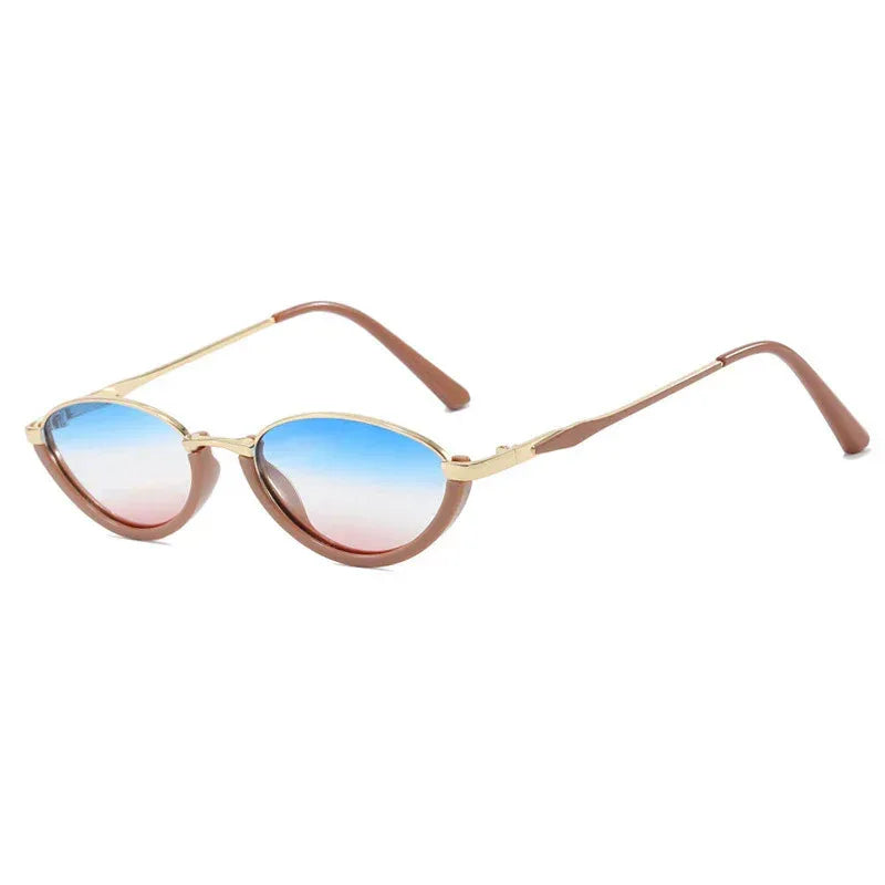 Triangle Cat's Eye Metal Small Frame Sunglasses - Viexta