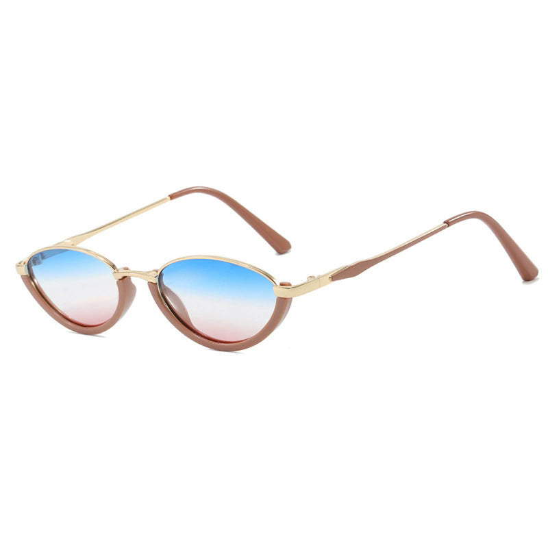 Triangle Cat's Eye Metal Small Frame Sunglasses