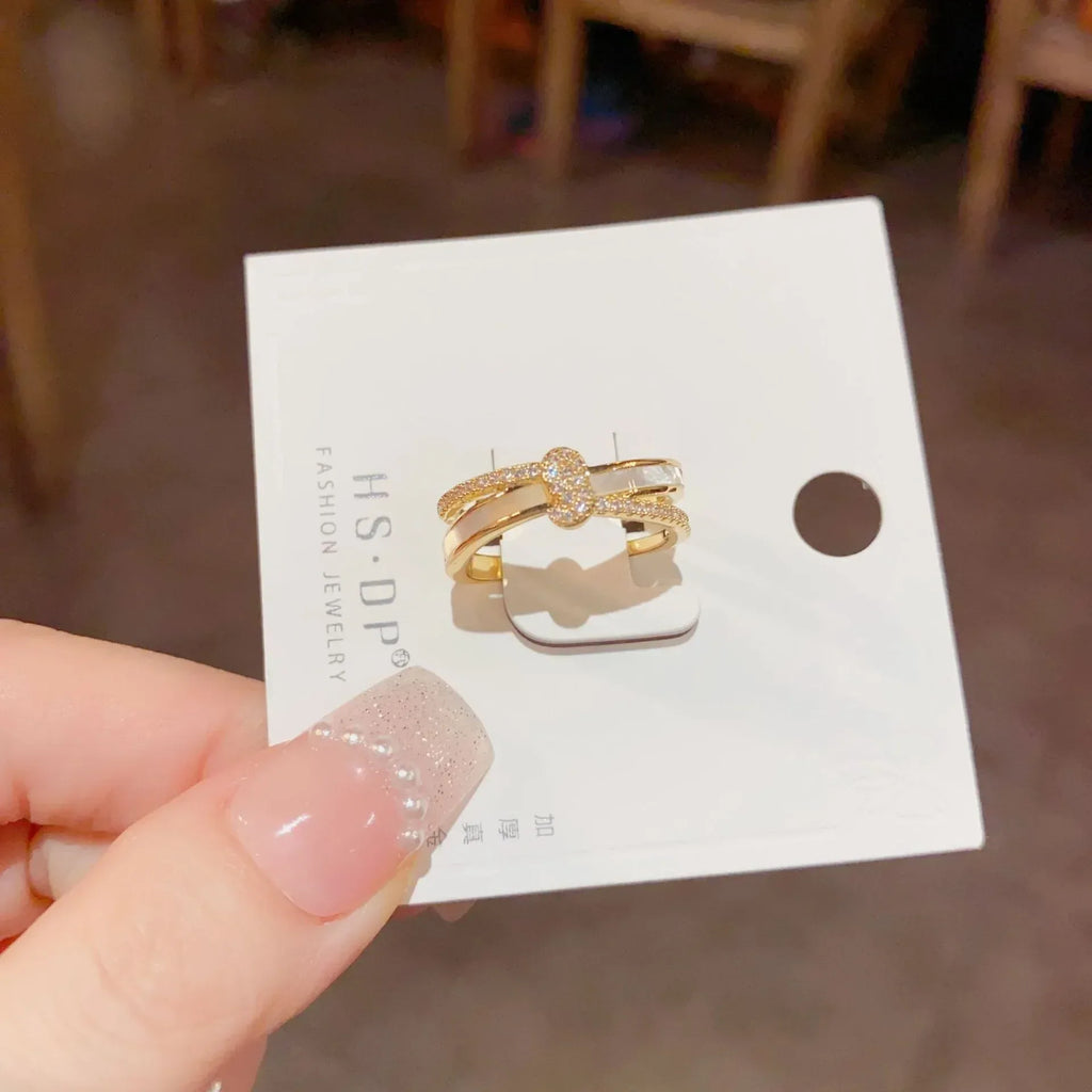 Double Layer Shell Wave Open Ring - Viexta