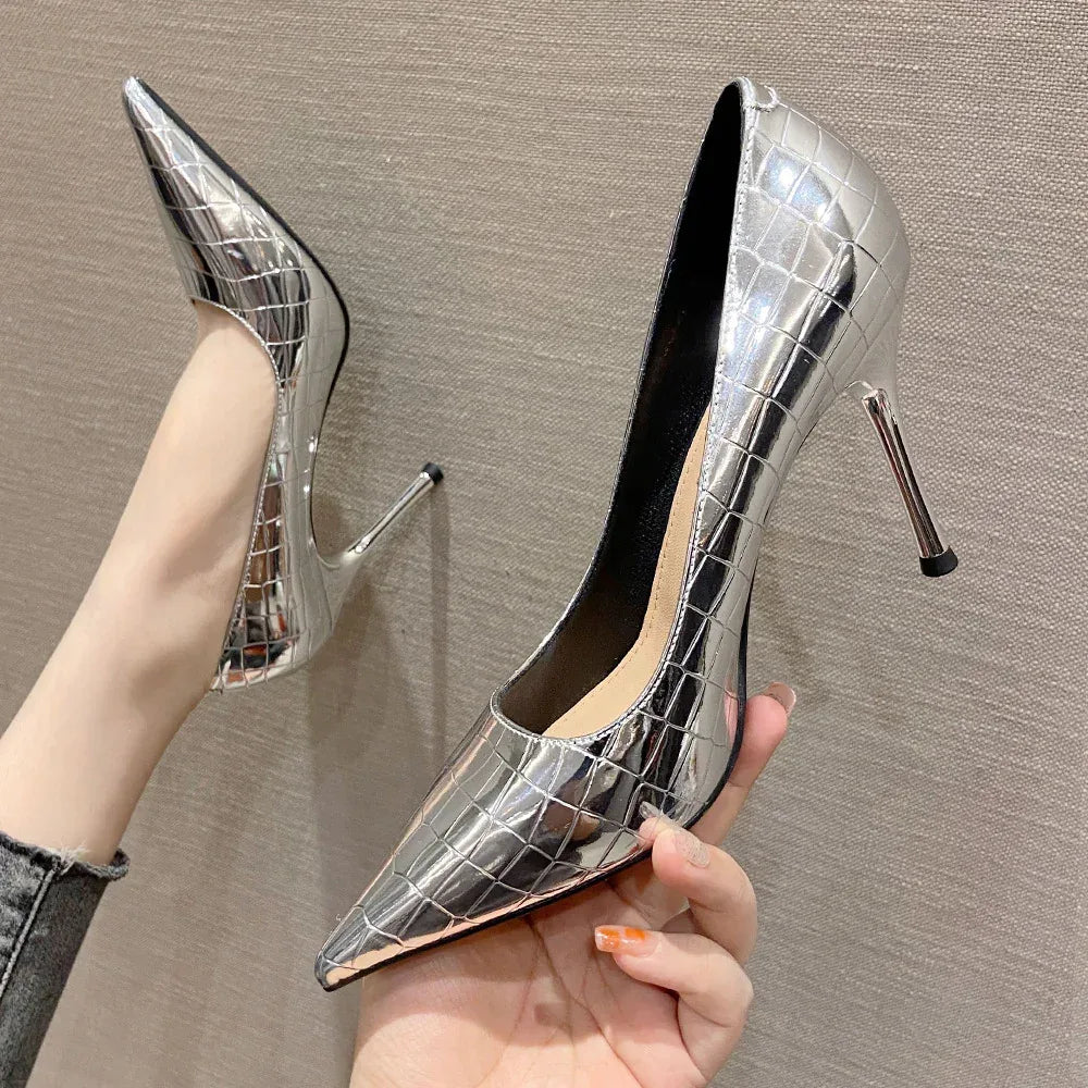 Patent Leather High Heels - Viexta