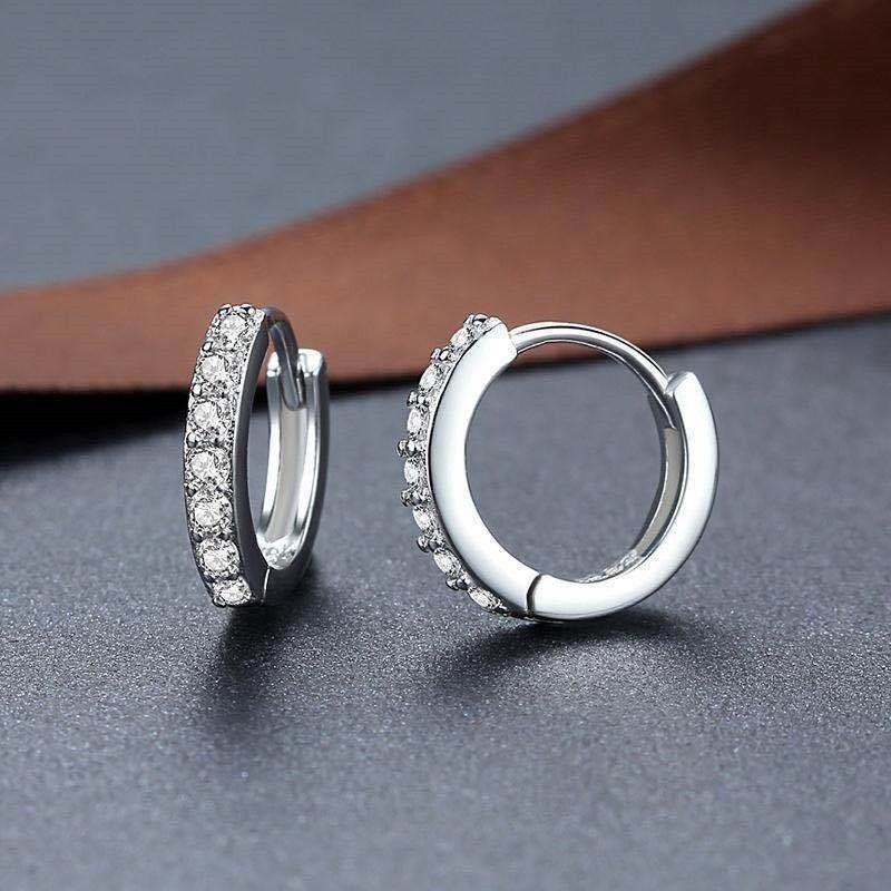 S925 Sterling Silver Needle Single Row Diamond Earrings