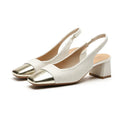 Chunky French Gold Tone Heels - Viexta