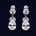 Water Drop Studded Zircon Earrings - Viexta
