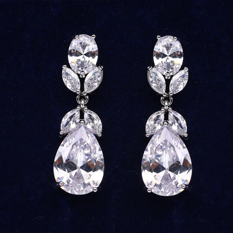 Water Drop Studded Zircon Earrings