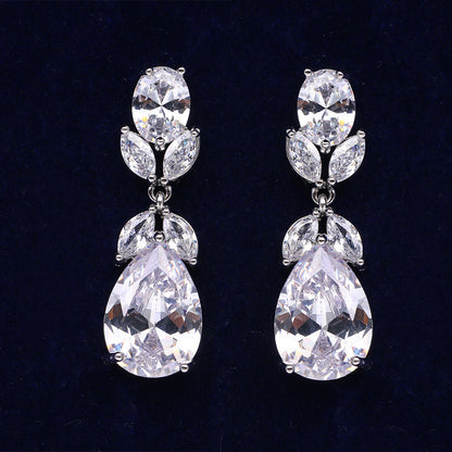 Water Drop Studded Zircon Earrings