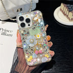 Flower Bow Rhinestone Tie Shell iPhone Case - Viexta