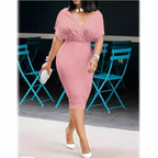 V-neck Foam Beads Mid-length Dress