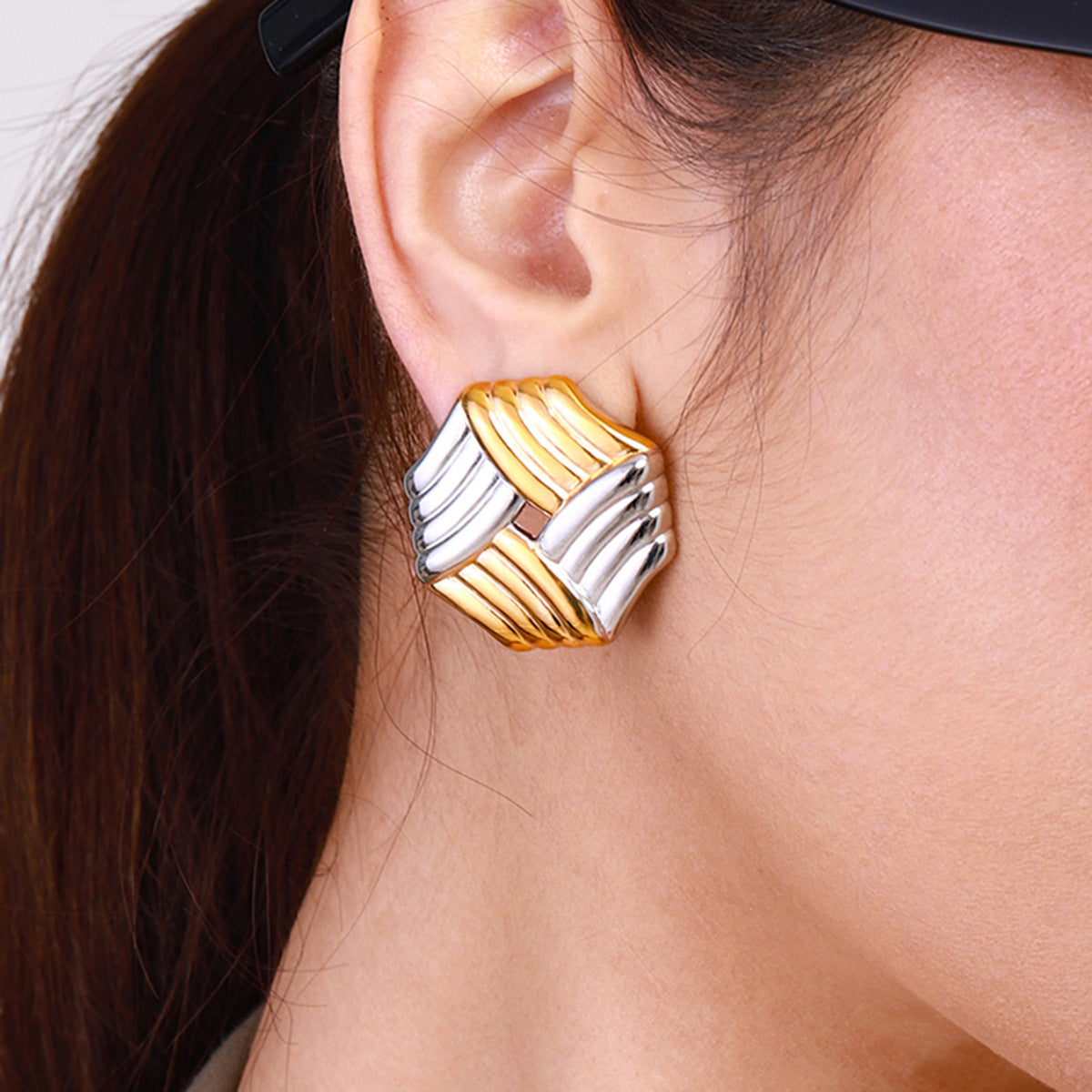 Vanessa Criss Cut Gold Earrings